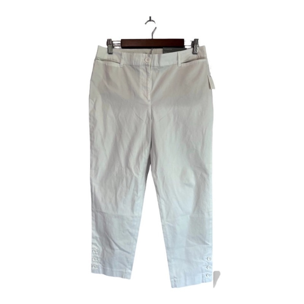 NWT TALBOTS Slim Leg Perfect Crop White Cotton Stretch Pants Size 6